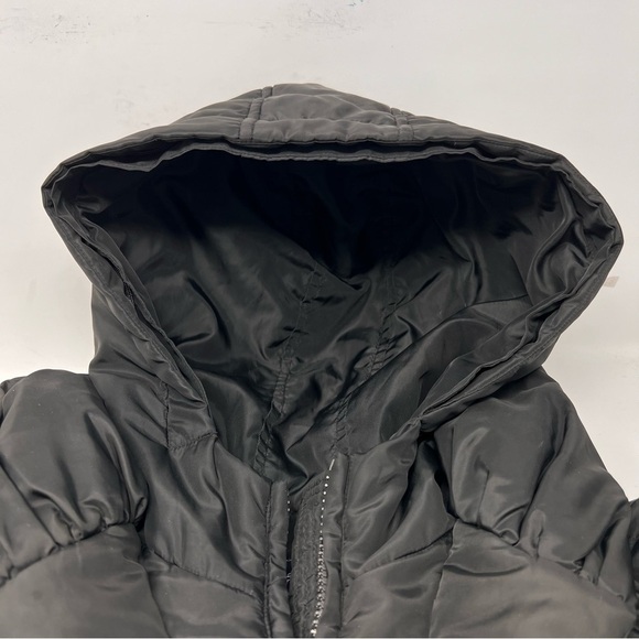 Happy Goat Black Long Down Puffer Coat Size M High Collar Hood Water Resistant - Picture 11 of 15